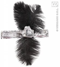 1920's Pailletten Hoofdband Met Bloem En Veren