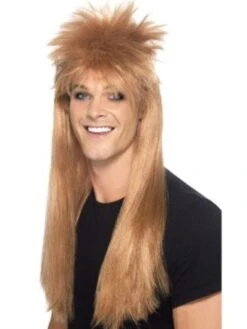 80's Rocker Pruik Bruin