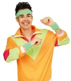80's Zweetband Set Neon Groen -Pruikentopper Exporteren Winkel 80s zweetband set neon groen 3
