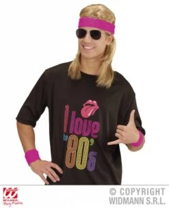 80's Zweetband Set Neon Roze -Pruikentopper Exporteren Winkel 80s zweetband set neon roze 2