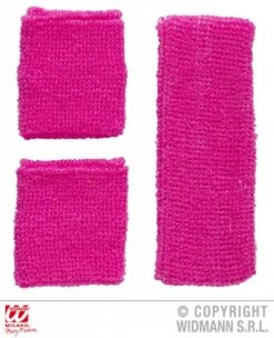 80's Zweetband Set Neon Roze
