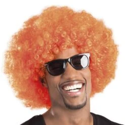 Afro Pruik Oranje