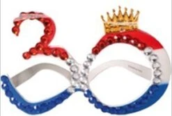 Bril Rood/Wit/Blauw 30 Met Kroontje