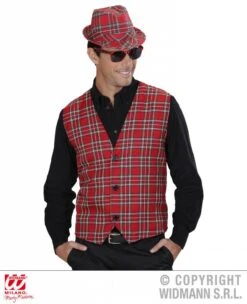 Bril Tartan Print Rood -Pruikentopper Exporteren Winkel bril tartan print rood 2