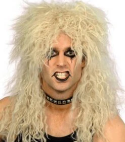 Carnavalspruik: Pruik Lang Haar Blond Rocker
