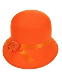 Dameshoedje Bol Met Roosje Oranje