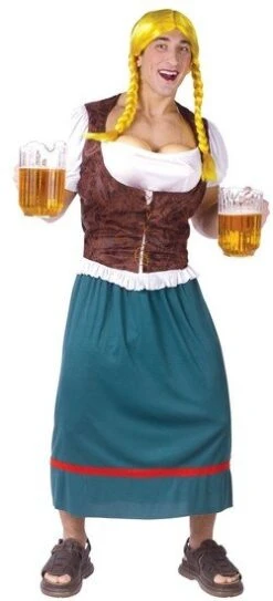 Dirndl Man Met Borsten En Pruik