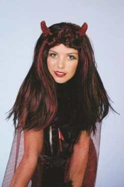 Duivelin Pruik Met Paillettenhoorntjes