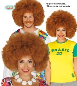 Extra Grote Bruin Afro Pruik