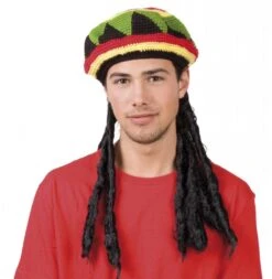 Feestpruiken: Pruik Rasta Met Bob Marley Muts