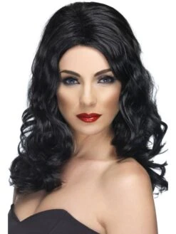 Glamour Pruik Lang Zwart