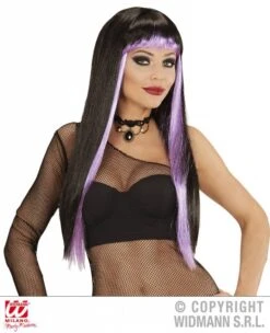 Gothic Glamour Pruik Zwart/paars