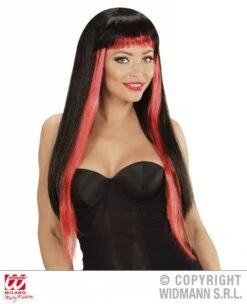 Gothic Glamour Pruik Zwart/rood -Pruikentopper Exporteren Winkel gothic glamour pruik zwart rood 2