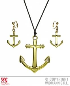 Gouden Ketting En Oorbellen Anker