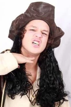 Hoed Caribische Piraat + Zwart Haar