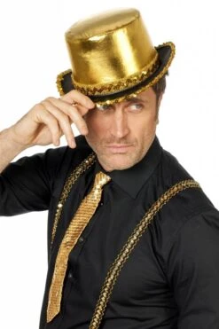 Hoge Hoed Lamee Met Paillettenband Goud