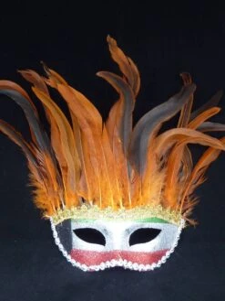 Masker Venetiaans Oranje Veren