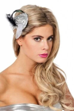 Miniatuur Glitterhoed Met Clip Zilver