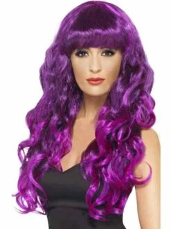 Paarse Lange Siren Pruik