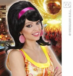 Pruik 60's Modieus Zwart