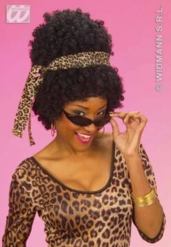 Pruik Afro Diso Ster Zwart