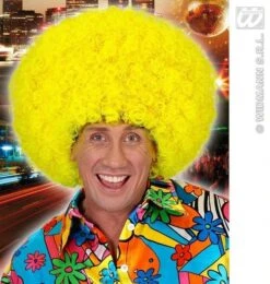 Pruik Afro Jimmy Neon Geel Oversized