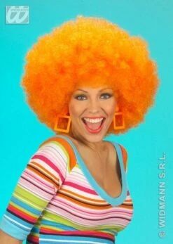Pruik Afro Oranje Extra Krul Elite