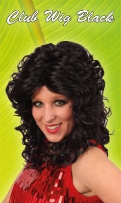 Pruik Club Zwart Krul