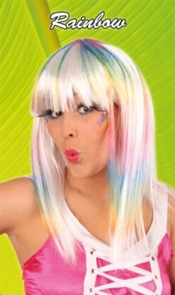Pruik Dip Dye Rainbow