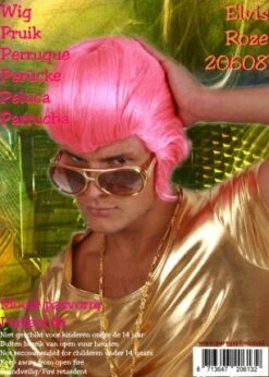 Pruik Elvis Pink Fluor