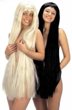 Pruik Extra Lang 100cm Blond Of Zwart
