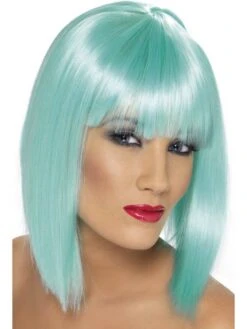 Pruik Glam Neon Aqua Blauw