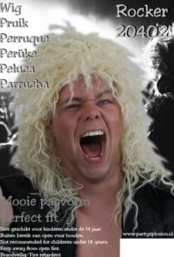 Pruik Hard Rocker Blond