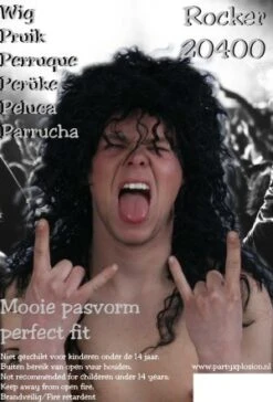 Pruik Hardrocker Zwart