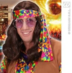 Pruik Hippie Bruin Lennon