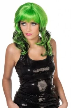 Pruik Krullen Neon Groen