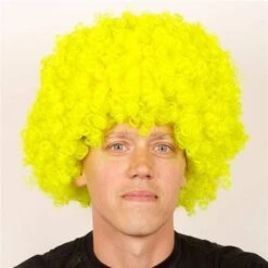 Pruik Krullenbol Groot Geel
