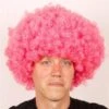 Pruik Krullenbol Groot Roze