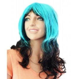 Pruik Lang Haar Blauw/zwart Kristie