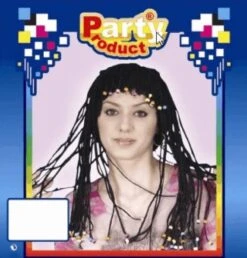 Pruik Lang Haar Zwart Bo