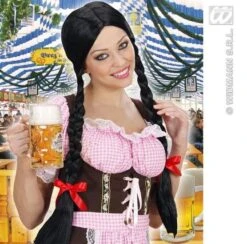 Pruik Lange Vlechten Zwart