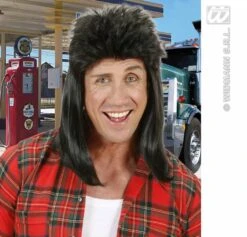 Pruik Mullet Zwart