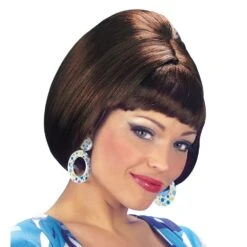 Pruik Party Girl 70's Bruin