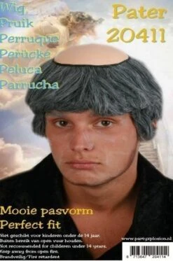 Pruik Pater Grijs
