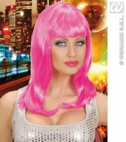Pruik Roze Halflang