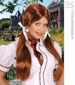 Pruik Schoolmeisje Bruin