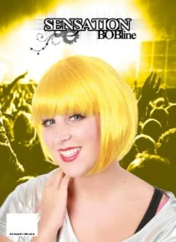 Pruik Sensation Bobline Geel