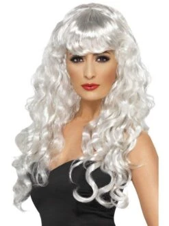 Pruik Siren Lang Haar Wit