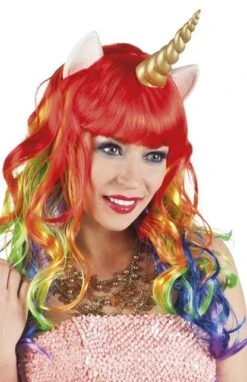 Pruik Unicorn Met Hoorn En Oortjes