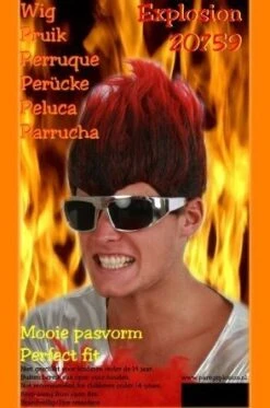 Pruik X-plosion Zwart/rood